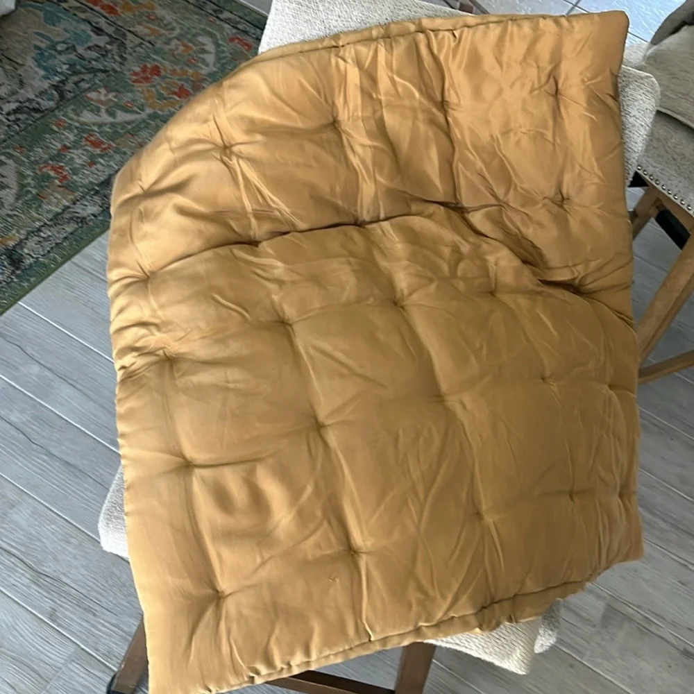 Restoration Hardware silk tufted stitch sham Euro camel 100% silk NWOT 26 x 26
